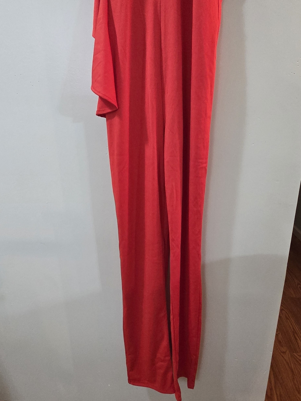 Red One-Shoulder Ruffle Jumpsuit - Picture 2 of 10